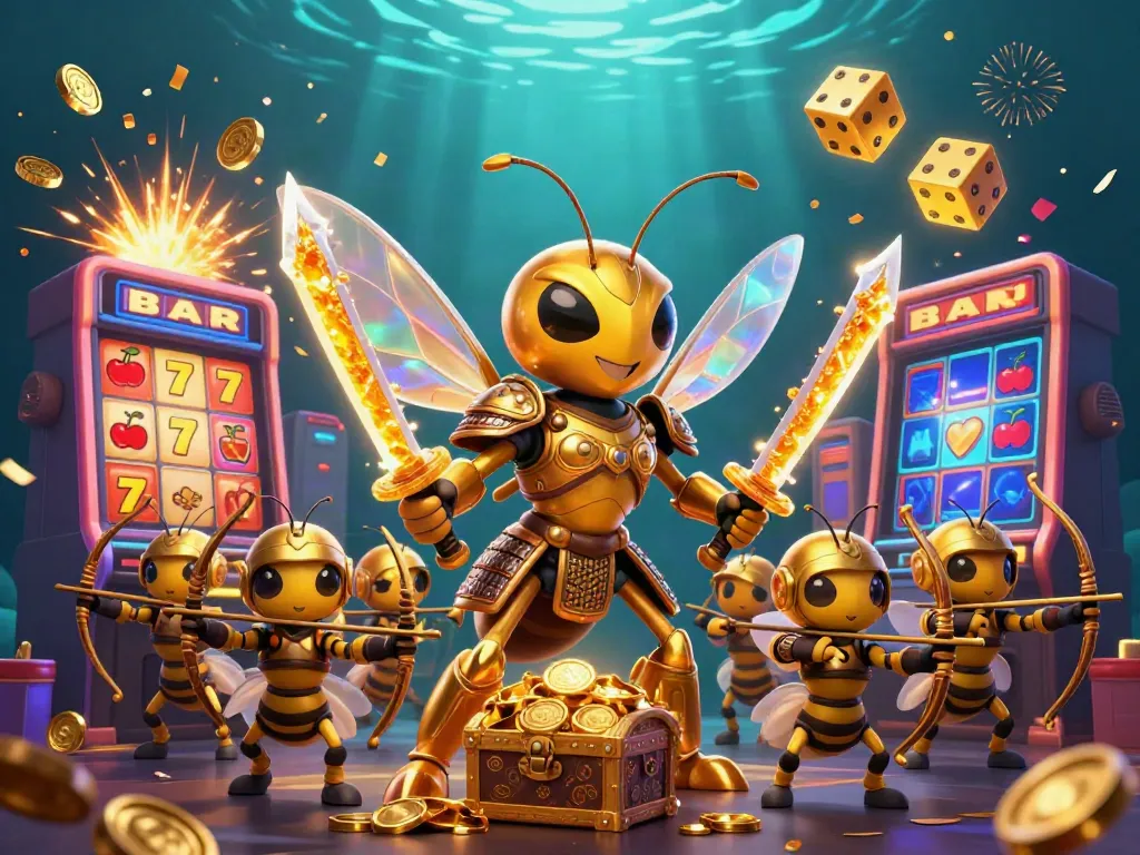 Spin and win at LU88 with a golden hornet samurai in a vibrant casino scene.