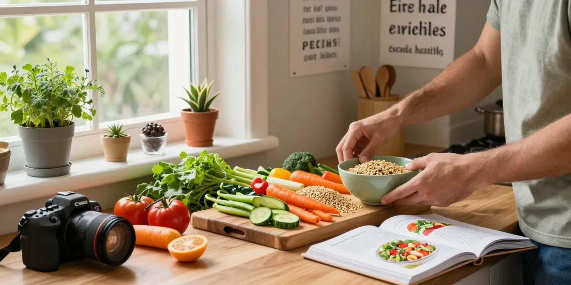 Creating a balanced meal in a cozy kitchen with rokok88 slot theme promoting health and wellness.